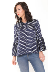 Polka Dot Glockenhülle Satinbluse