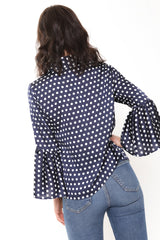 Polka Dot Glockenhülle Satinbluse