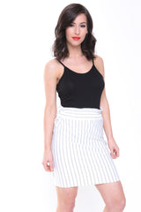 Paper Bag Waist Striped Skirt