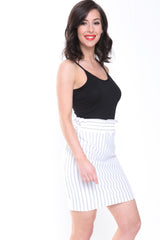 Paper Bag Waist Striped Skirt