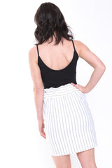 Paper Bag Waist Striped Skirt