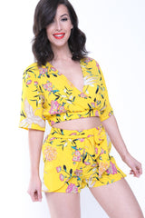 Tropical Print Wrap Front Co-ord