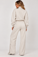 Asymmetric Zip Funnel Neck Top & Wide Leg Tracksuit Co-Ord Set