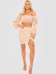 Satin Crop Top & Rok coöperatie