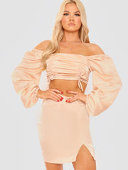 Satin Crop Top & Rok coöperatie