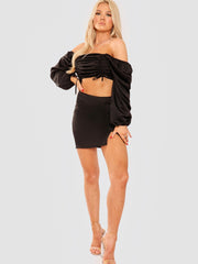 Satin Crop Top & Rok coöperatie