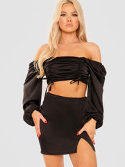 Satin Crop Top & Rok coöperatie