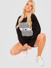 Tie Knot Back D'or Graphic Oversized Top