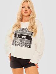 Tie Knot Back D'or Graphic Oversized Top