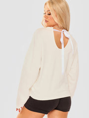 Tie Knot Back D'or Graphic Oversized Top