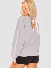 Tie Knot Back D'or Graphic Oversized Top