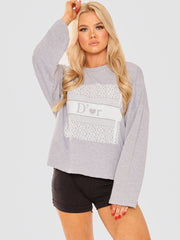 Tie Knot Back D'or Graphic Oversized Top