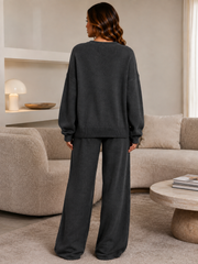 Oversized Knitted Top & Wide Leg Trouser Co-Ord