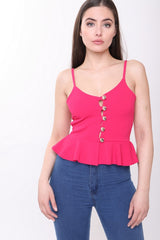 Knoop cami peplum bovenaan