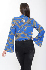 Bodysuit frontal de envoltura impresa en cadena de patrones