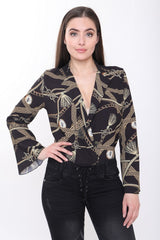 Bodysuit frontal de envoltura impresa en cadena de patrones