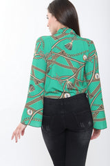 Bodysuit frontal de envoltura impresa en cadena de patrones