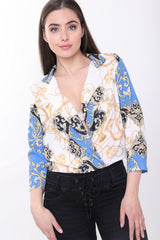 Scarf Print Wrap Front Bodysuit