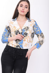 Scarf Print Wrap Front Bodysuit