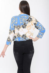 Scarf Print Wrap Front Bodysuit