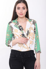 Scarf Print Wrap Front Bodysuit