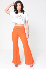 Buckle Front High Waist Trousers