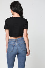 AU REVOIR Slogan Foil Print Crop Top