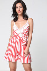 Gehaakte trim gestreepte speelsuit