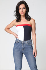 Kontrastfarbe Block Bandeau Bodysuit