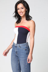 Kontrastfarbe Block Bandeau Bodysuit