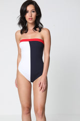 Kontrastfarbe Block Bandeau Bodysuit