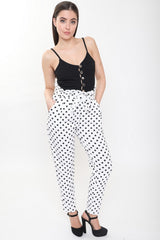 Polka Dot Paper Bag Tie Waist Trousers