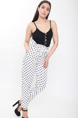 Polka Dot Paper Bag Tie Waist Trousers