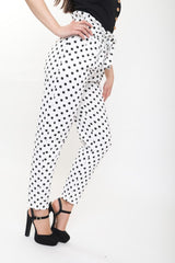Polka Dot Paper Bag Tie Waist Trousers