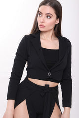 Cropped Button Blazer Top