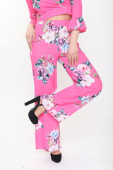 Floral Print Wide Leg Trousers