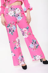Floral Print Wide Leg Trousers