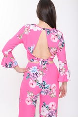 Bloemenprint wrap over stropdas achter crop top