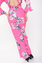 Floral Print Wide Leg Trousers