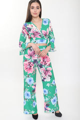 Floral Print Wide Leg Trousers