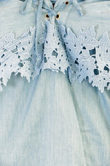 Häkelramm Schnürung Schnürung Denim Bardot Top