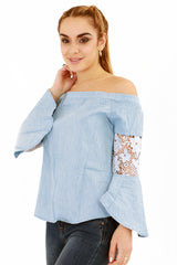 Häkelschläferhülle Denim Bardot Top