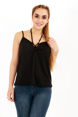 Lace Up Ribbed Cami Top