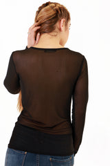 Mesh floral gestickte Langarmd -Top