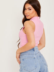 Ärmelloses Zip -Detail Rippen -Erntedach