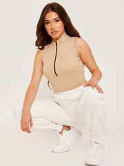 Thick Ribbed Zip Detail Bodysuit