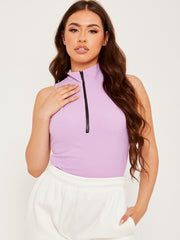 Reißverschlussdetail gerippter Bodysuit