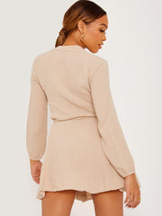 Self Tie Knot Belted Shirt Dress