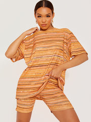 Multi-farbige übergroße Top- und Shorts-Co-ordte