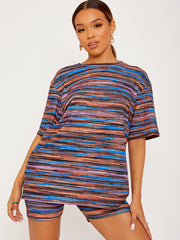 Multi-farbige übergroße Top- und Shorts-Co-ordte